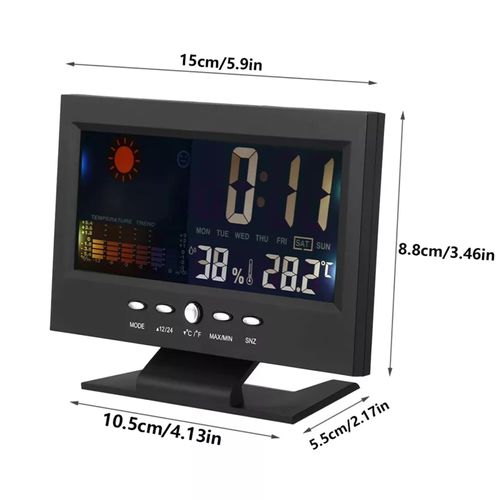 Weather Clock , Weather Station Wireless Indoor Thermometer Temperature Desk Digital Alarm Clock Weather Thermometer LED Temperature Humidity Monitor