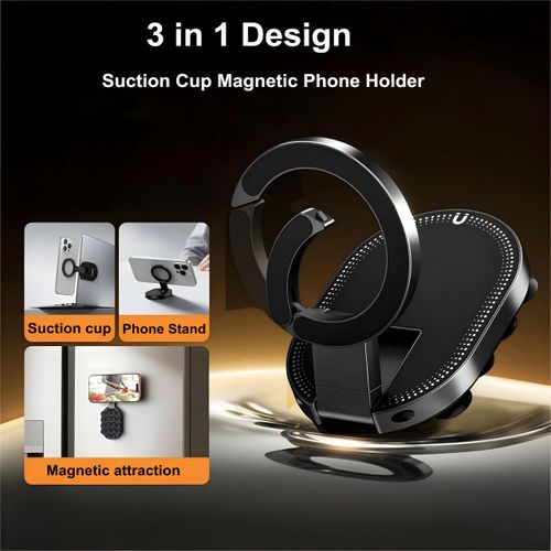 Magnetic Suction Phone Stand for MagSafe, Multifunctional Phone Mount,18 Strong Adhesion Suction Cups, Rotatable Foldable Universal Phone Holder for Car Gym Travel Home, Hands Free, Hook Design