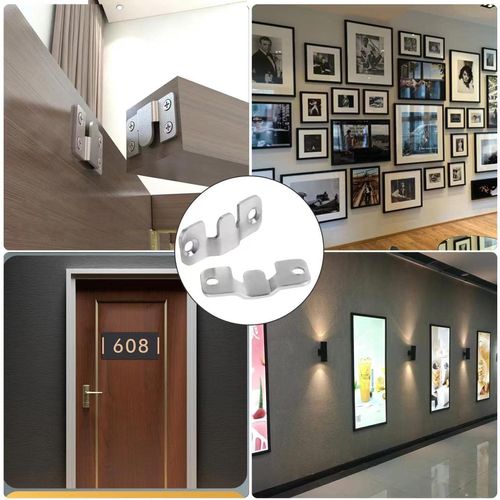 20 Pairs Stainless Steel Interlock Hanging Buckle Equipped with 80 Steel Screws, 44*19 mm Flush Mount Bracket, Interlocking Photo Frame Hook, Heavy Duty Picture Hanger Z Clip Bracket for Large Picture Display Art Gallery Wall Mount Hardware