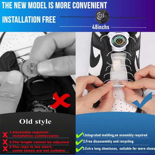 Rotating No Tie laces - Automatic Lock Buckle laces,4ft Tieless Shoe Laces Tennis Shoes Sneakers Unisex,Suitable for both children and adults