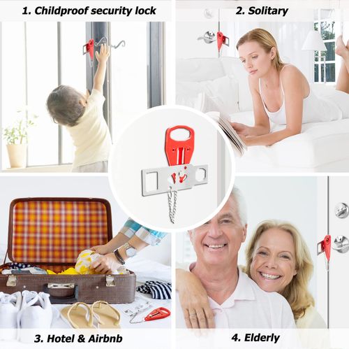 Portable Door Lock, Hotel Travel Door Lock Security for Home,Hotel Safety Device for Door Security, Portable Lock for Hotel Room, Apartment, College Dorm and Travel
