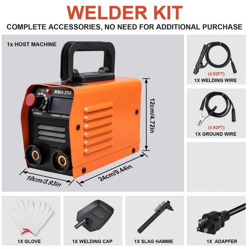 Mini Welding Machine, Upgraded Welder Machine , Portable Stick Welder MMA-250A, IGBT Inverter with Hot Start, Arc Force, Anti-Stick