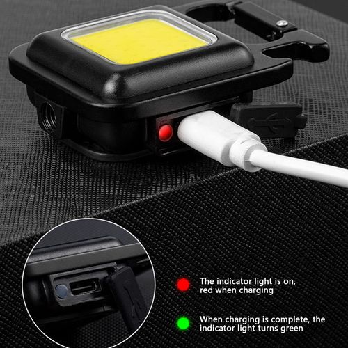 COB Rechargeable Keychain Flashlight, High Lumen Super Bright LED Work Light with Magnet,Clip,Bottle Opener for Dog Walking,Car Repair, Emergency,Camping,EDC