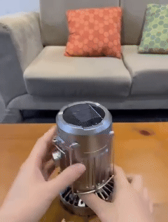Solar Camping Lantern with Fan,Rechargeable Camping Fans Charging for Phone, Battery Operated Light for Hurricane Power Outage Tent Emergency Camping Gear Must Haves