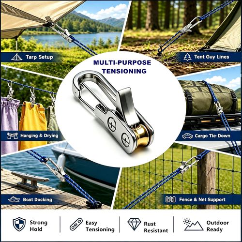 Paracord Adjusters（6-Pack）,Rope Tightening Tool & Tensioner,Rope with Roller Tensioner Heavy-Duty Tie Down for Camping, Tarps, Guy Lines, Boating, Cargo Bundling, & Outdoor Gear