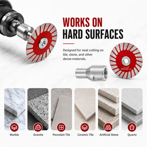 5-Piece 40mm Diamond Engraving Blade & Saw Kit with Removable Flange (5/8-11 Thread) for Granite Marble Ceramic PVC Precision Lettering - Multi-Material Carving Tools-Red