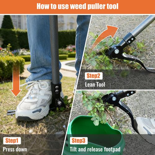 Stand Up Weed Puller Tool with 45″ Long Handle, Manual Weeder Tool,4-Claw Gardening Weeding Tool, Weed Remover Removal Pulling Tool for Garden Lawn Crabgrass Dandelion Grass Root (All-Steel)