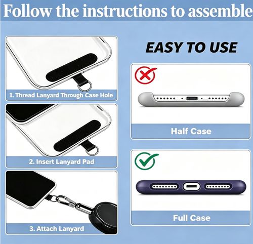 cell phone lanyard，Phone Strap with Locking Carabiner for Skiing, Hiking,Anti-theft Phone Tether，Retractable Cell Phone Strap with Steel Cable for any mobile phone