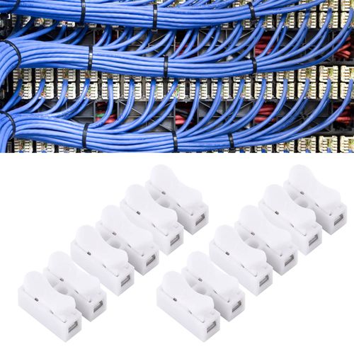 Push Quick Wire Cable Connector, 100pcs 10A 220V 2 Pin Push-in Spring Loaded Electrical Connectors for Lighting Electrical and Automotive Wiring Electricity