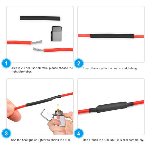 Waterproof Heat Shrink Tube , Heat Shrink 2:1 Electric Insulation Tube Kit 45mm Flame Retardant Wrap Cable Sleeve 560pcs 5 Colors 12 Sizes with Storage Box