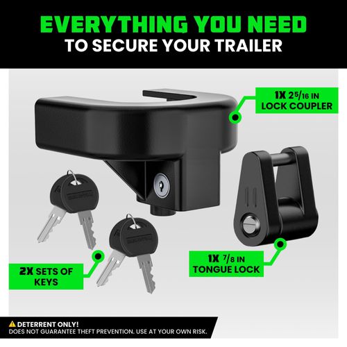 Trailer Coupler Lock Kit (2-5/16in Trailers) - Anti-Theft Steel, Heavy Duty Anti-Theft Lock for RV, Camper, Trailer, Boat & Caravan. Reinforced Solid Steel Build, Weatherproof.