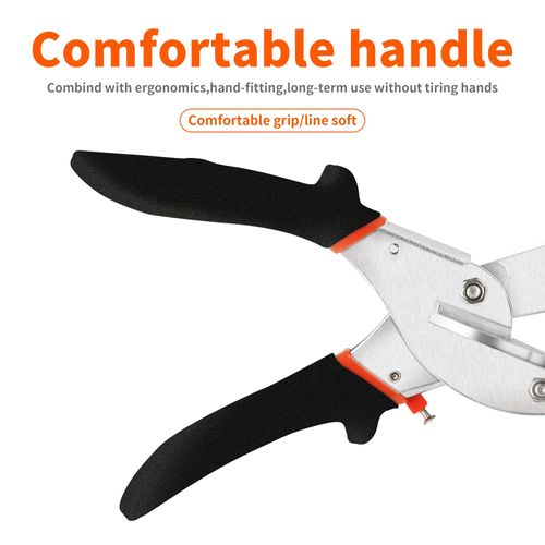 Miter Shears, 45-135 Degree Adjustable Angle Scissors, Quarter Round Cutter Tool with Spare SK5 Blades, Trunking Shears for Cutting PVC, Trim and Softwood Moulding