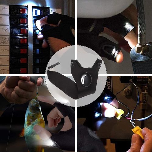 LED Flashlight Gloves, Stocking Stuffers for Men Dad Husband Adults, Cool Gadgets Hands-Free Lighted Work Gloves for Camping Fishing Repairing, Christmas Fathers Day Birthday Gifts,Black