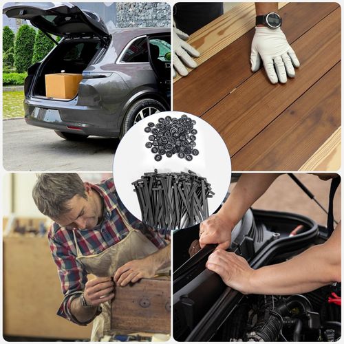 Nylon Universal Cable Tie Buckle for Car, Automotive Zipper Clips, Push Pin Clip Multipurpose Plastic Cable Ties Tool, Snap-Fit Ziptie Bumper Retainer Fender Liner Door Panel Fastener (100PCS)