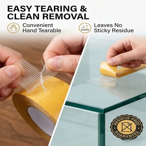 Heavy-Duty Double-Sided Duct Tape, Strong Adhesive, Waterproof, Removable, No Residue, Ideal for Carpet, Wallpaper, Home Use
