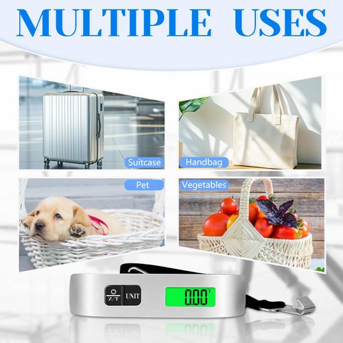 Digital Luggage Scale - 110 LB Industrial Baggage Scale with Backlit LCD, Data Lock, Hook & Strap Hang, 0.1lb/50g Precision, Dark-Light Readable, Pounds/Kgs for Traveling Gadgets, Portable Travel Gear