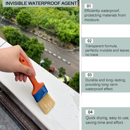 Transparent Waterproof Coating for Indoor & Outdoor, 5.29oz Waterproof Sealant Clear, Water-Based Invisible Leak Repair Glue for Roofs, Walls, Garden, Terraces, Cracks, Concrete, Wood