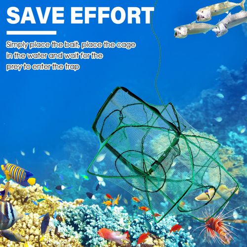 Foldable Fishing Trap Collapsible Hexagon 6 Hole Fishing Bait Trap Portable Minnow Crayfish Crab Crawdad Shrimp Net Cage Accessories