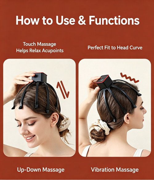 Electric Octopus Claw Scalp Massager Stress Relief Therapeutic Head Scratcher Stress Relief and Hair Stimulation