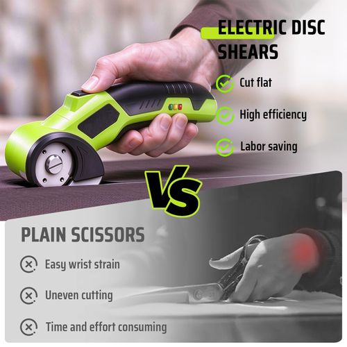 Cordless Electric Scissors, 4V Rechargeable Cardboard Cutter, Electric Box Cutter for Cardboard, 320RPM Motor, Safety Lock, LED Light, Replacement Blade for Fabric, Leather, Carpet, Plastic