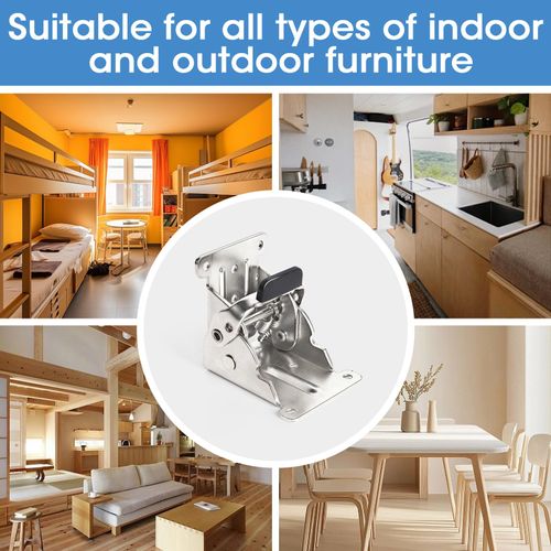 4 Pack Locking Hinge （included 32 Screws ）for Folding Leg Brackets,Heavy Duty Folding Brackets 90 Degree Self Locking Folding Hinge for Table Legs Furniture