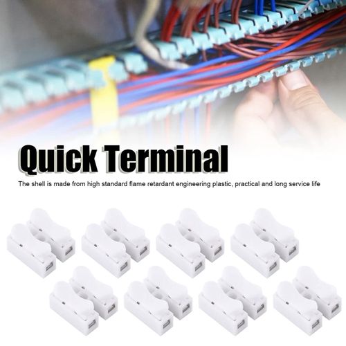 Push Quick Wire Cable Connector, 100pcs 10A 220V 2 Pin Push-in Spring Loaded Electrical Connectors for Lighting Electrical and Automotive Wiring Electricity