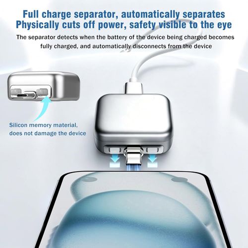 140W Smart Auto Stop Charger with Physical Cut-Off, Fully Charged Separator, USB-C Fast Charging Power Splitter Adapter Auto Disconnect Charging Cable Protector, Phone Tablet Overcharge Protection