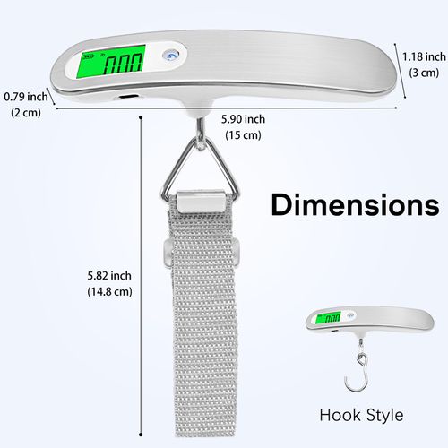 Rechargeable Luggage Scale with Strap & Type-C Port - Portable, Digital, High-Precision, and Ideal for Backpacks, Suitcases, and Carry-Ons - Up to 110lb/50kg Capacity -Strap, Silver