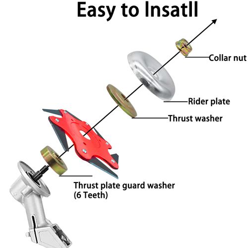 2PCS 6 Steel Razors Trimmer Head Reversible Metal Mn65 Weed Eater Blades, Brush Cutter Blades Professional Grass Trimmer Head Replacement with 1 Pack 6 Teeth Adapter Kit for String Trimmers