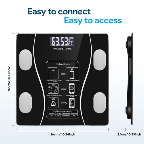 Intelligent Body Fat Scale, a Simple and Practical Digital Scale That can be Connected to a Mobile Digital Bathroom Scale to Display BMI, Body Fat, Muscle Mass, and Durable Weight Scale
