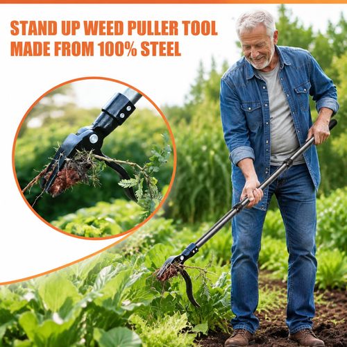 Stand Up Weed Puller Tool with 45″ Long Handle, Manual Weeder Tool,4-Claw Gardening Weeding Tool, Weed Remover Removal Pulling Tool for Garden Lawn Crabgrass Dandelion Grass Root (All-Steel)