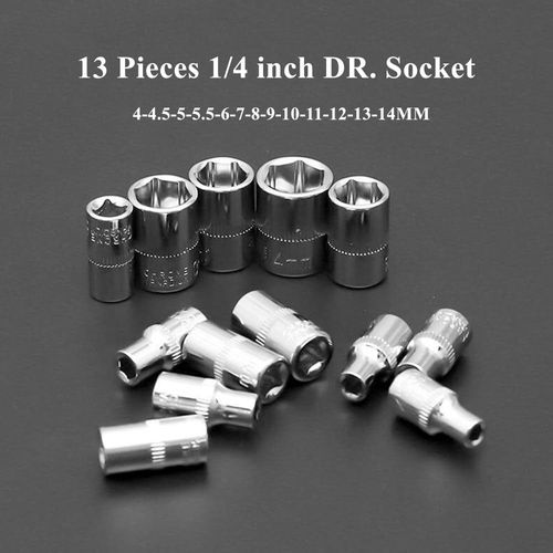 46PCS Socket Ratchet Wrench Set, 1/4 Inch Drive Small Tool Set with Screwdriver Bit Sockets Extension Bar and Storage Case, Metric Socket Set for Car Repair and Home Use