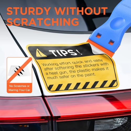 Plastic Razor Blades Scraper Tool - 2 Pack Wall Paint Remover with 100 Pcs Plastic Blades Kit No Scratch Car Window Glass Wood Sticker Removal Floor Stove Kitchen Vinyl Adhesive Decal Tape Cleanings
