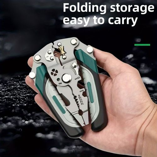 16 in 1 Multi Tool Multifunctional Folding Pliers Heavy-Duty Collapsible Electrician's Wire Stripper, Crimper & -Grade High Carbon Steel Tool Suitable for All Electrical Work, Precision Wire Strippin
