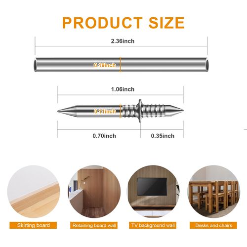 500pcs Double-Head Skirting Thread Seamless Nails, 2-Sided Nails with 5 Sleeve Tool,Invisible Double Headed Trim Seamless Pins for Seamless Baseboard Installation, Molding & Wall Panels.