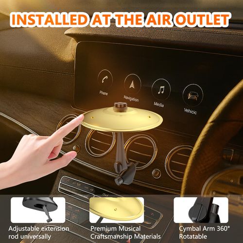 Car Crash Cymbal, Car Crash Cymbal Air Vent, Car Symbol Drum Cymbal Air Vent, Tlkiaa Easy Clip-On Mini Cymbal for Music Lovers, Compact Durable Car Accessory Percussion Instrument Christmas Gift
