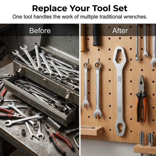 8-22mm Double-Ended Multifunctional Universal Wrench, 2026 New Self-Adjusting Wrench Set All in One Tool, Outdoor Riding Home Car Repair Tools for Auto Repair (Black+Silvery)