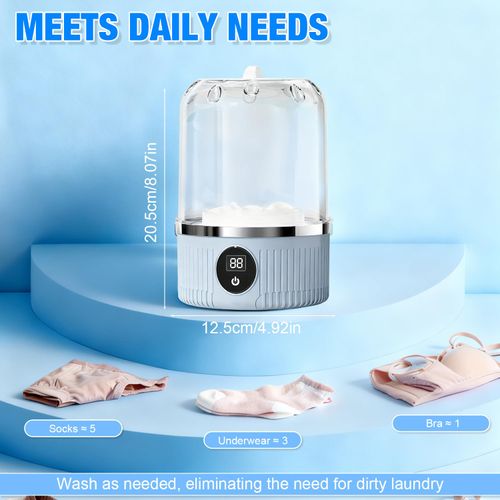 Portable Mini Washing Machine ,Underwear Washer(White), 3000mAh Rechargeable, Portable Small Wireless Washing Machine for Home Use, for Underwear, Small Loads, Baby Clothes
