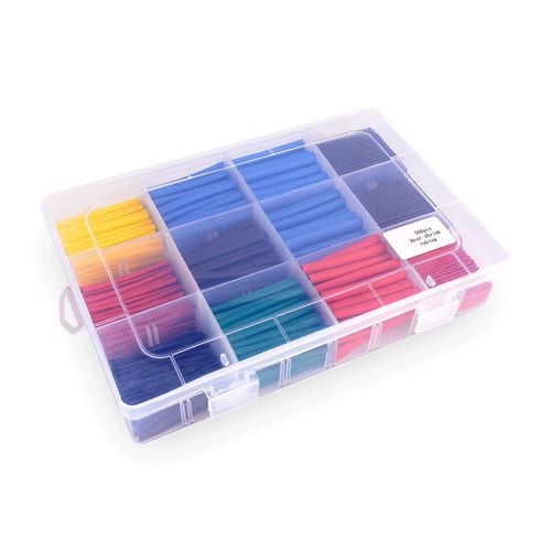 Waterproof Heat Shrink Tube , Heat Shrink 2:1 Electric Insulation Tube Kit 45mm Flame Retardant Wrap Cable Sleeve 560pcs 5 Colors 12 Sizes with Storage Box