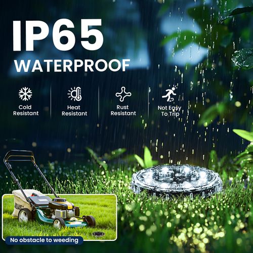 Solar Ground Lights Outdoor, Pathway Lights 8 Pack , IP65 Waterproof Landscape Lighting for Walkway, Driveway, Pathway, Garden, Backyard Decor- Transparent Lampshade