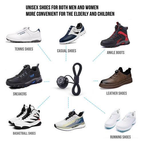 Rotating No Tie laces - Automatic Lock Buckle laces,4ft Tieless Shoe Laces Tennis Shoes Sneakers Unisex,Suitable for both children and adults