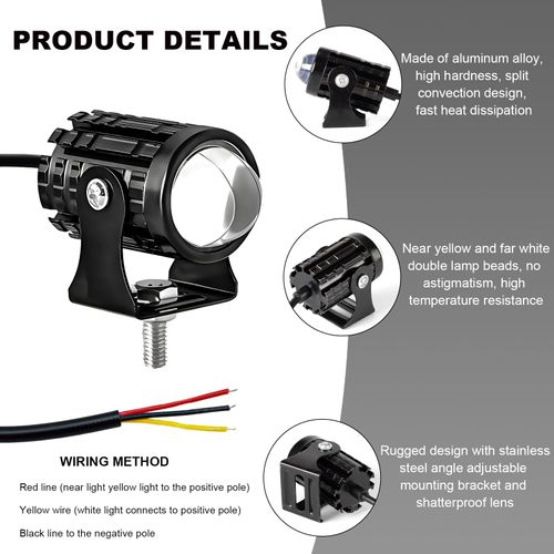 2PCS Motorcycle LED Driving Fog Lights, Super Bright White/Amber Motor Auxiliary LED Spotlights with 2 Switch, Waterproof Aux Motorcycle Headlight for Car Truck ATV Tractor (8-80v)