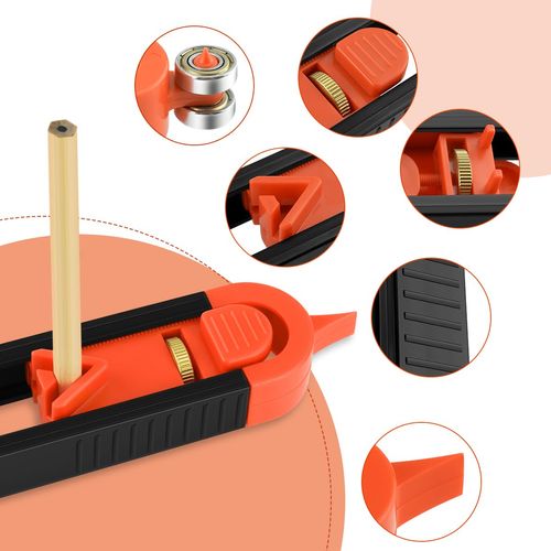 Precise Contour Scribe Tool with 2 Pencil, Upgrade Contour Measuring Tool with Adjustable Lock for Woodworking Finish Carpenter, DIY Handyman, Construction