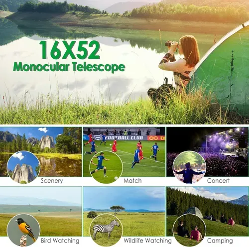 16X52 Monocular, Birthday Gifts for Men Dad Husband Him, Telescope High Powered for Adults, 2026 Power Prism Compact Monoculars for Adults Kids, Gadgets for Men, Valentines Gifts Ideas