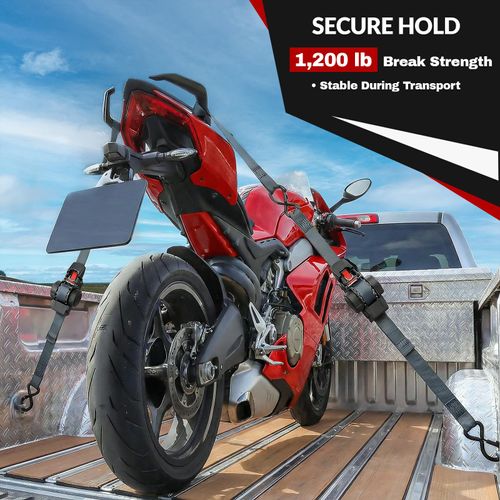 Retractable Ratchet Straps with One-Hand Safe Release for Home Use, 2PCS 1 Inch x 10 FT Ratcheting Straps with Auto Rewind, 1200 lb Break Strength, No Loose Ends for Motorcycle, Cargo, Truck