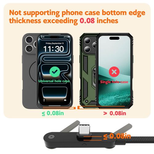 USB C to USB C Invisible Stand Charging Cable，240W Fast Charging Cable 4.9FT，Built-in Phone Support Fast Charging Cord for Gaming Office Travel