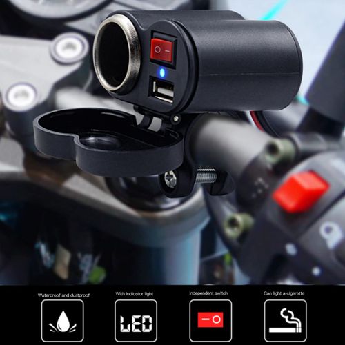 Motorcycle Phone, Motorcycle Handlebar Phone Cigarette Lighter Socket Single USB for Electronic Devices