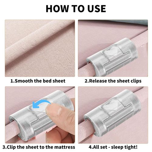 18PCS Larger Bed Sheet Grippers with Two Gear for Bed Sheet Holder,Duvet Cover Clips,Durable Bed Sheet Clips Keep Sheets Snug for Mattresses with Raised Edge,Fitted Sheet Clips(Clear)