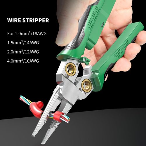 Pro 8-in-1 Wire Stripper/Cutter with Voltage Tester & Dual Alarms - Heavy Duty 12-250V AC/DC Electrical Tester for Hot/Neutral Wires - Electrician, HVAC, Car Repair Tool