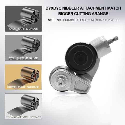 Metal Nibbler Drill Attachment, Heavy-Duty Sheet Metal Cutter for Electric Drill, Double-Cut Nibbler Tool for Fast Clean Cutting of Iron, Steel, Aluminum, Copper and Plastic Panels